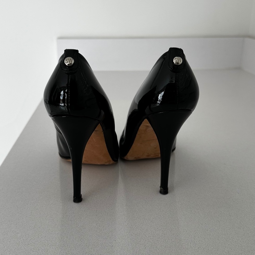 Stuart Weitzman Patent Leather Pumps.Open Toe 8.5